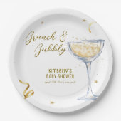 Gold Elegante Brunch Bubbly Champagne Baby Dusche Pappteller (Vorderseite)