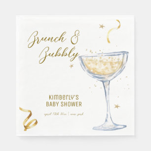 Gold Elegante Brunch Bubbly Champagne Baby Dusche Serviette
