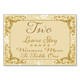 Gold Elegante Bunco Table Card #2 Tischnummer