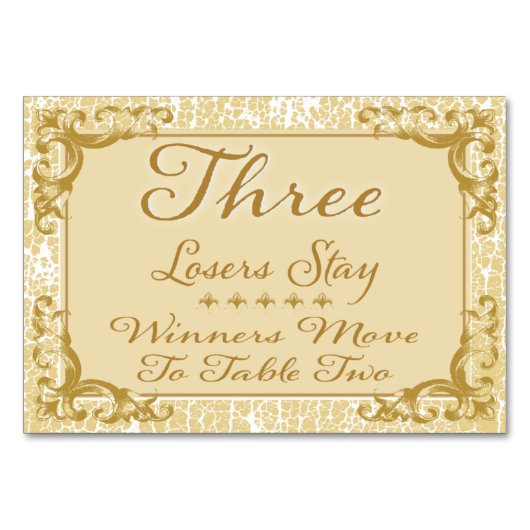 Gold Elegante Bunco Table Card #3 Tischnummer (Vorderseite)