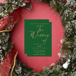 Gold Elegante Calligrafy Einladung | Royal Green