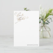 Gold Elegante Calligrafy Liebe and Dankcard Dankeskarte (Stehend Vorderseite)