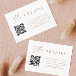 Gold Elegante Calligrafy QR Code Hochzeitdetails Begleitkarte