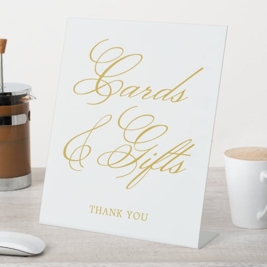 Gold Elegante Calligraphy Wedding Cards & Gifts Sockelschild (In Situ)