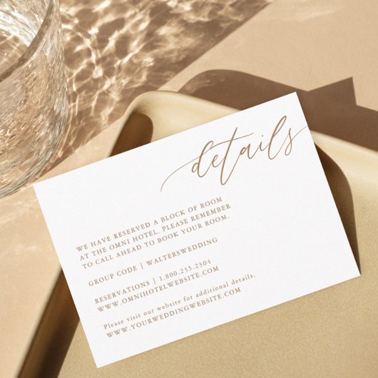 Gold Elegante Calligraphy Wedding Details Cards Begleitkarte