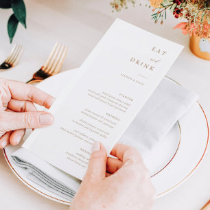 Gold Elegante Calligraphy Wedding Menu Menükarte