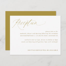 Gold Elegante Calligraphy Wedding Reception Card Begleitkarte