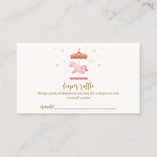 Gold Elegante Carousel Diaper Raffle Baby Dusche Begleitkarte (Vorderseite)
