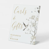 Gold Elegante Chinoiserie Blumenkarten und Geschen Sockelschild (Vorderseite)