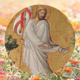 Gold Elegante Christliche Auferstehung Jesus Oster Runder Aufkleber