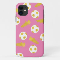 Gold Elegante Classic Soccer Cleats Ball Pink Girl
