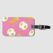 Gold Elegante Classic Soccer Cleats Ball Pink Girl Gepäckanhänger (Vorderseite (Horizontal))