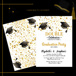 Gold Elegante Doppel-Feier Graduation Party Einladung