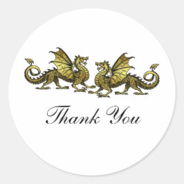Gold Elegante Dragons Danke Stickers