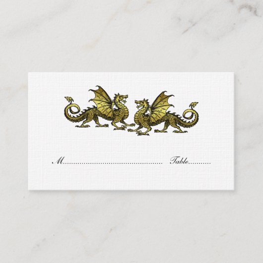 Gold Elegante Dragons Hochzeiten Platzkarte (Vorderseite)