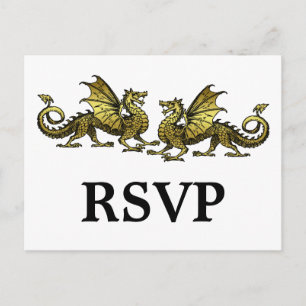 Gold Elegante Dragons Response Postkarte