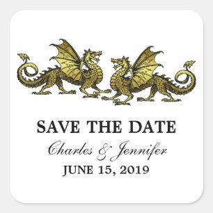 Gold Elegante Dragons Save the Date Stickers