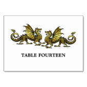 Gold Elegante Dragons Table Card Tischnummer (Rückseite)