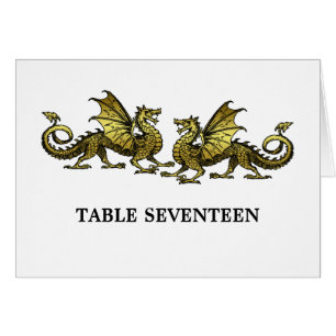 Gold Elegante Dragons Tischnummer Card
