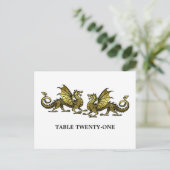 Gold Elegante Dragons Tischnummer Postkarte (Stehend Vorderseite)