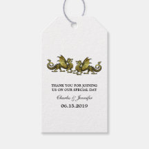 Gold Elegante Dragons Wedding Gift Tags