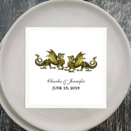 Gold Elegante Dragons Wedding Paper Napkins Serviette