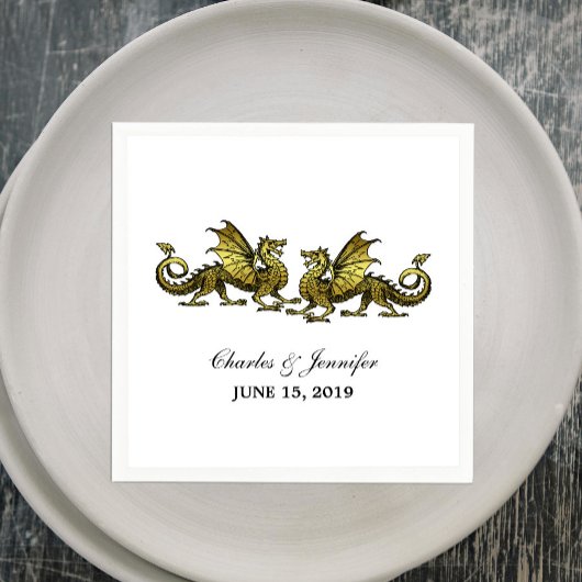 Gold Elegante Dragons Wedding Paper Napkins Serviette