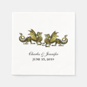 Gold Elegante Dragons Wedding Paper Napkins Serviette (Vorderseite)