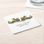 Gold Elegante Dragons Wedding Paper Untersetzer (angewinkelt)