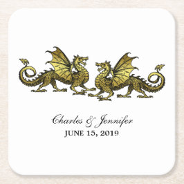 Gold Elegante Dragons Wedding Paper Untersetzer