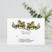 Gold Elegante Dragons Wedding Response Card RSVP Karte (Stehend Vorderseite)
