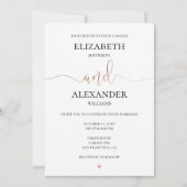 Gold elegante einfache Hochzeit. Angaben zur Kalli Einladung (Vorderseite)