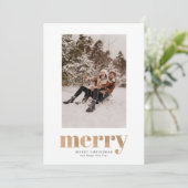 Gold Elegante Family Foto Weihnachtskarte Einladung (Stehend Vorderseite)