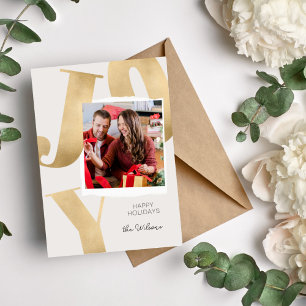 Gold Elegante Family Foto Weihnachtskarte Einladung