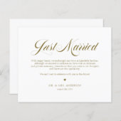 Gold Elegante fette Kalligraphie Just Married Card (Vorne/Hinten)