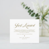 Gold Elegante fette Kalligraphie Just Married Card (Stehend Vorderseite)