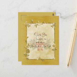 Gold Elegante Funkelnde Rahmen Save-the-Date-Karte Postkarte
