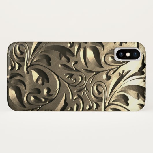 Gold elegante Gravur aus Metall abstrakt Case-Mate iPhone Hülle (Rückseite (Horizontal))