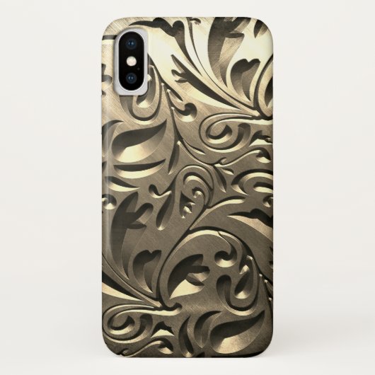 Gold elegante Gravur aus Metall abstrakt Case-Mate iPhone Hülle (Rückseite)