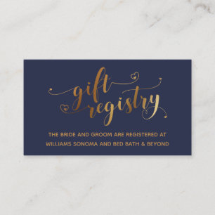 Gold Elegante Hearts-Schriftzug Navy Blau Geschenk Begleitkarte