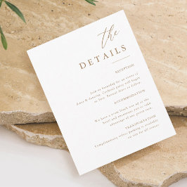 Gold Elegante Kalligrafie Hochzeit der Details Begleitkarte