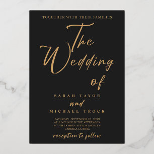 Gold Elegante Kalligraphie Einladung von Black M