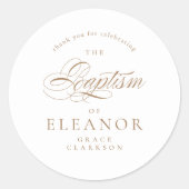 Gold Elegante Kalligraphie Taufe Vielen Dank Runder Aufkleber (Vorderseite)