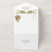 Gold Elegante katholische Blumenhochzeit All In One Einladung (Außenbereich)