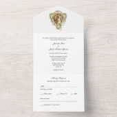 Gold Elegante katholische Blumenhochzeit All In One Einladung (Innen Boden)