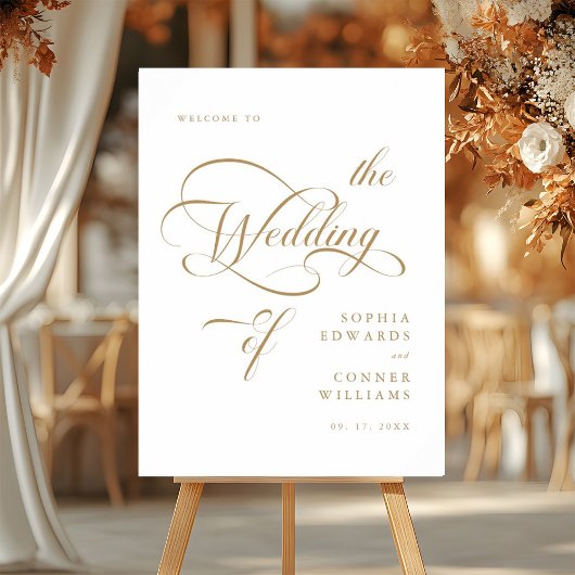 Gold Elegante Klassik Wedding Willkommenszeichen Poster