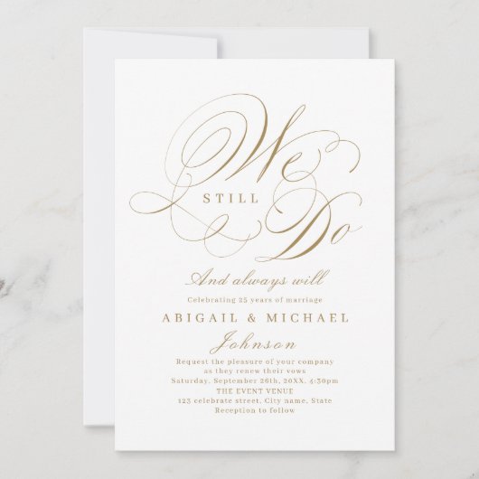 Gold elegante klassische Kalligraphie WE NOCH DO Einladung (Vorderseite)