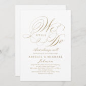 Gold elegante klassische Kalligraphie WE NOCH DO Einladung (Vorne/Hinten)