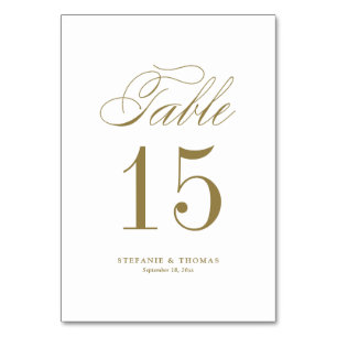 Gold Elegante klassische Schrift Hochzeit Tischnummer