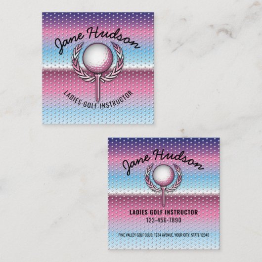 Gold Elegante Ladys Golf Design Quadratische Visitenkarte (Vorne/Hinten)